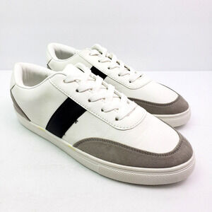 London Rebel Womens Size 8 Wide Fit White Gray Blue Low Casual Sneaker Shoes